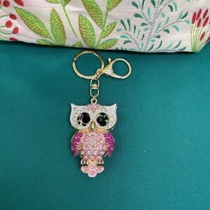 Pink and Gold Owl Bag Charm 💖